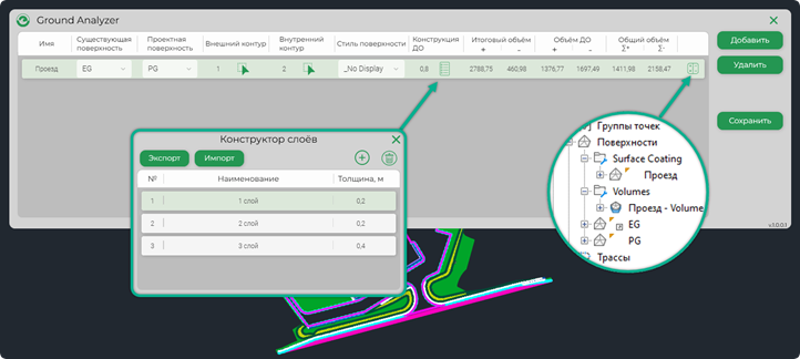 Расчет объемов выемки и насыпи при помощи плагина Ground Analyzer